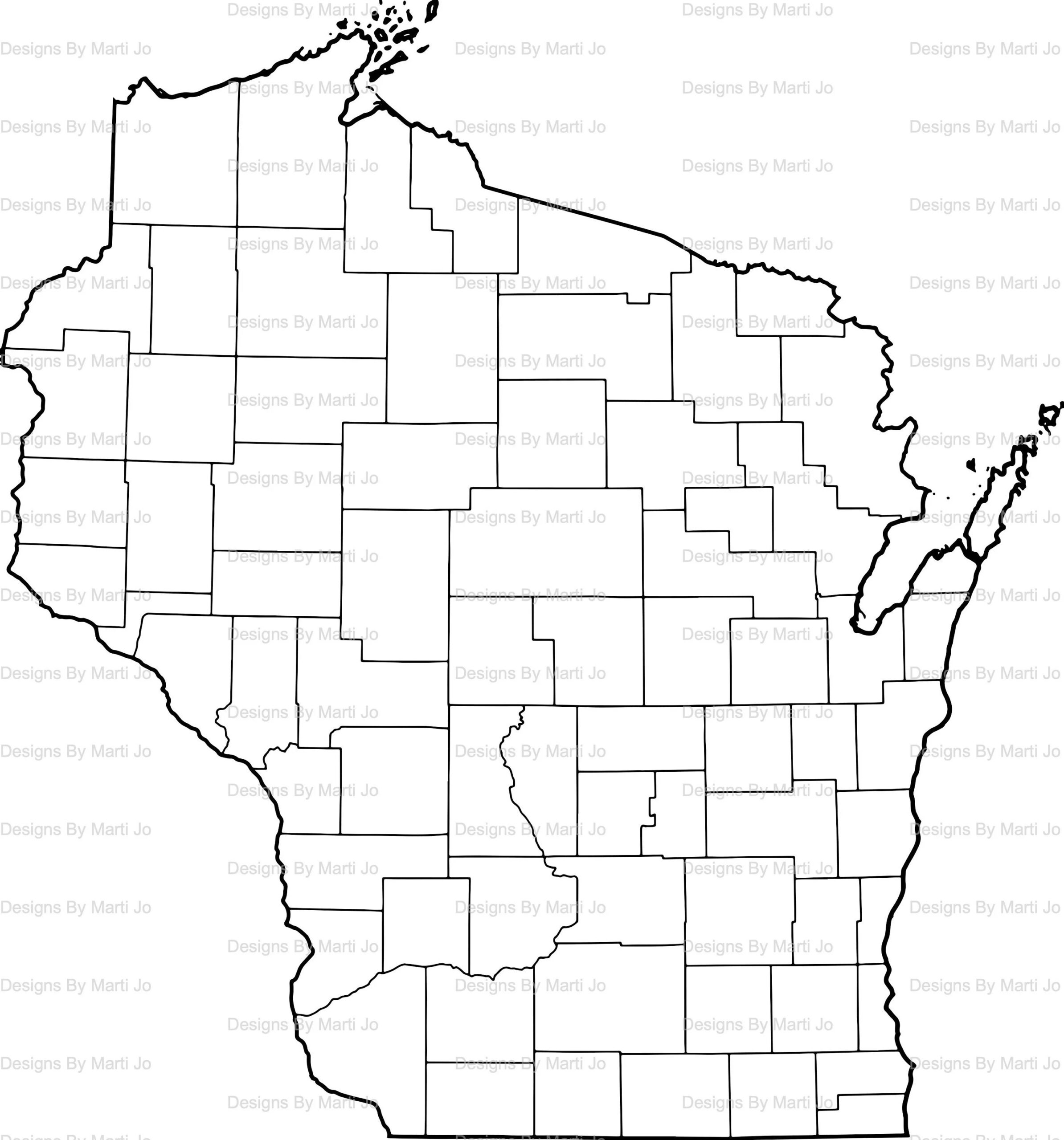 Printable Wisconsin Map Printable WI County Map Digital Download PDF MAP8 Etsy