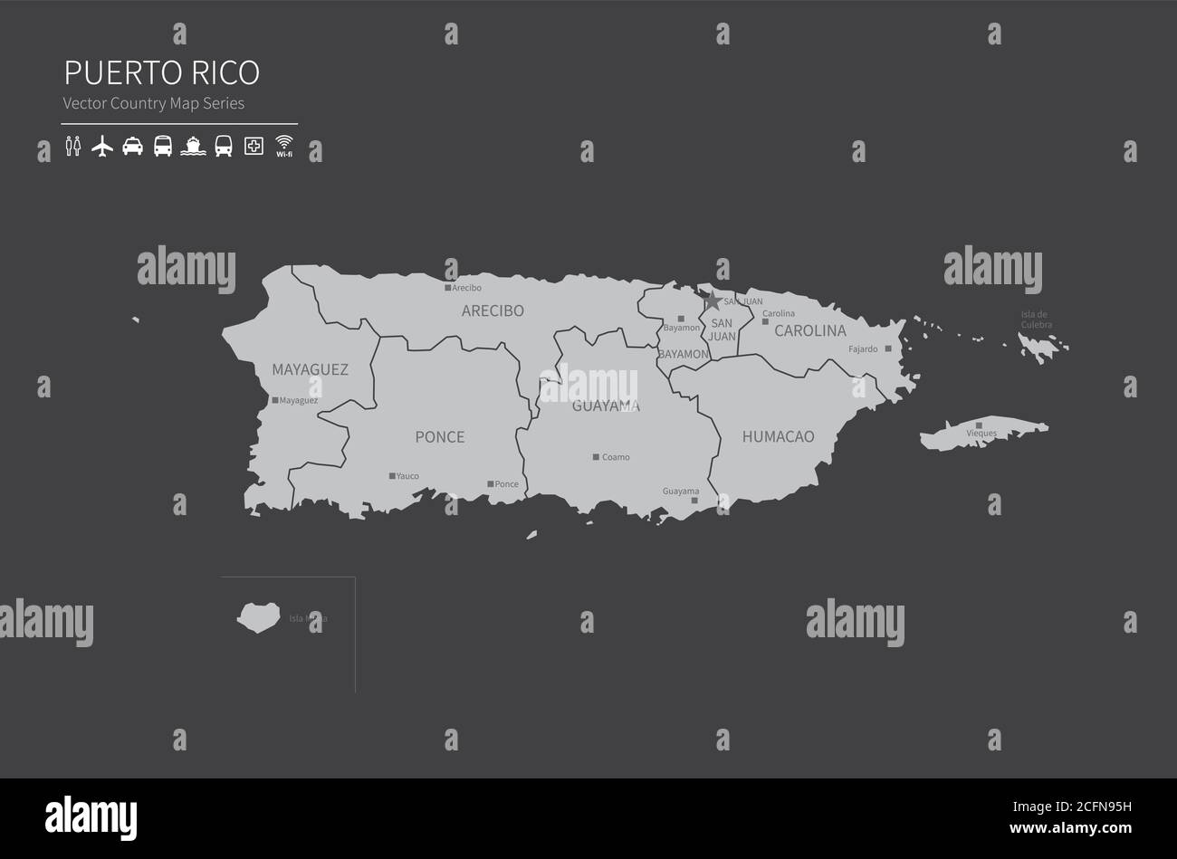 Puerto Rico Map Stock Vector Images Alamy