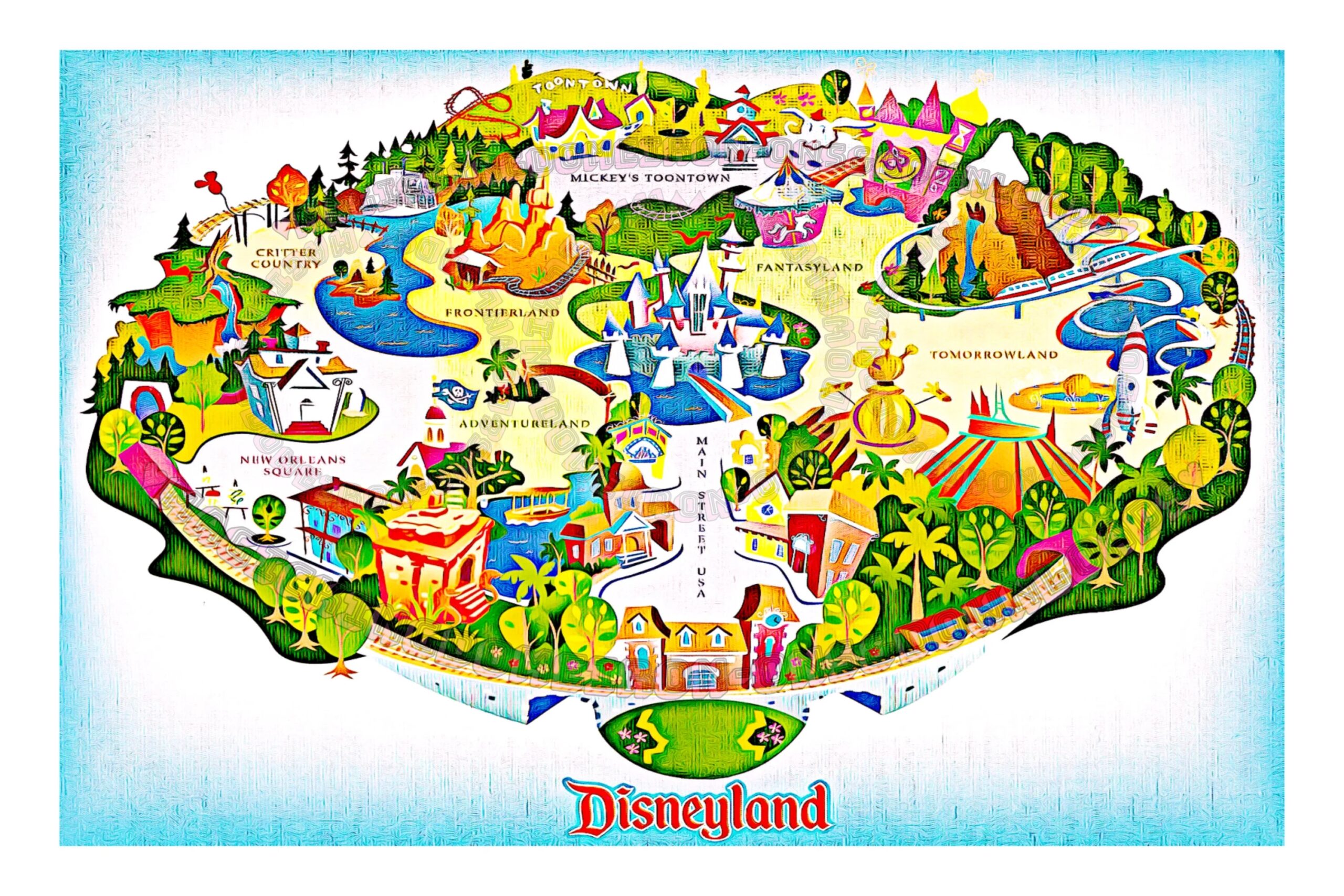 RARE Disneyland Map Image DIY Print T Shirt Poster Sticker Decal Clip Art Card Vacation Mug Disney Birthday Party Printable Pillow Napkins Etsy
