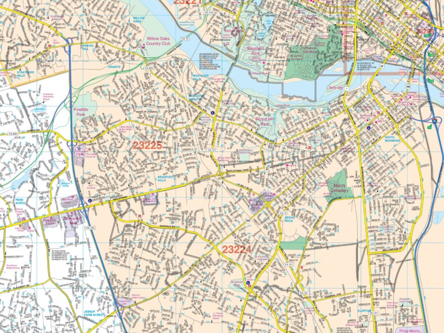 Richmond VA Wall Map By Kappa The Map Shop