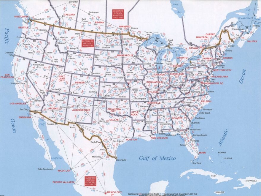 Road Atlas US Detailed Map Highway State Province Cities Towns Free Use US Map