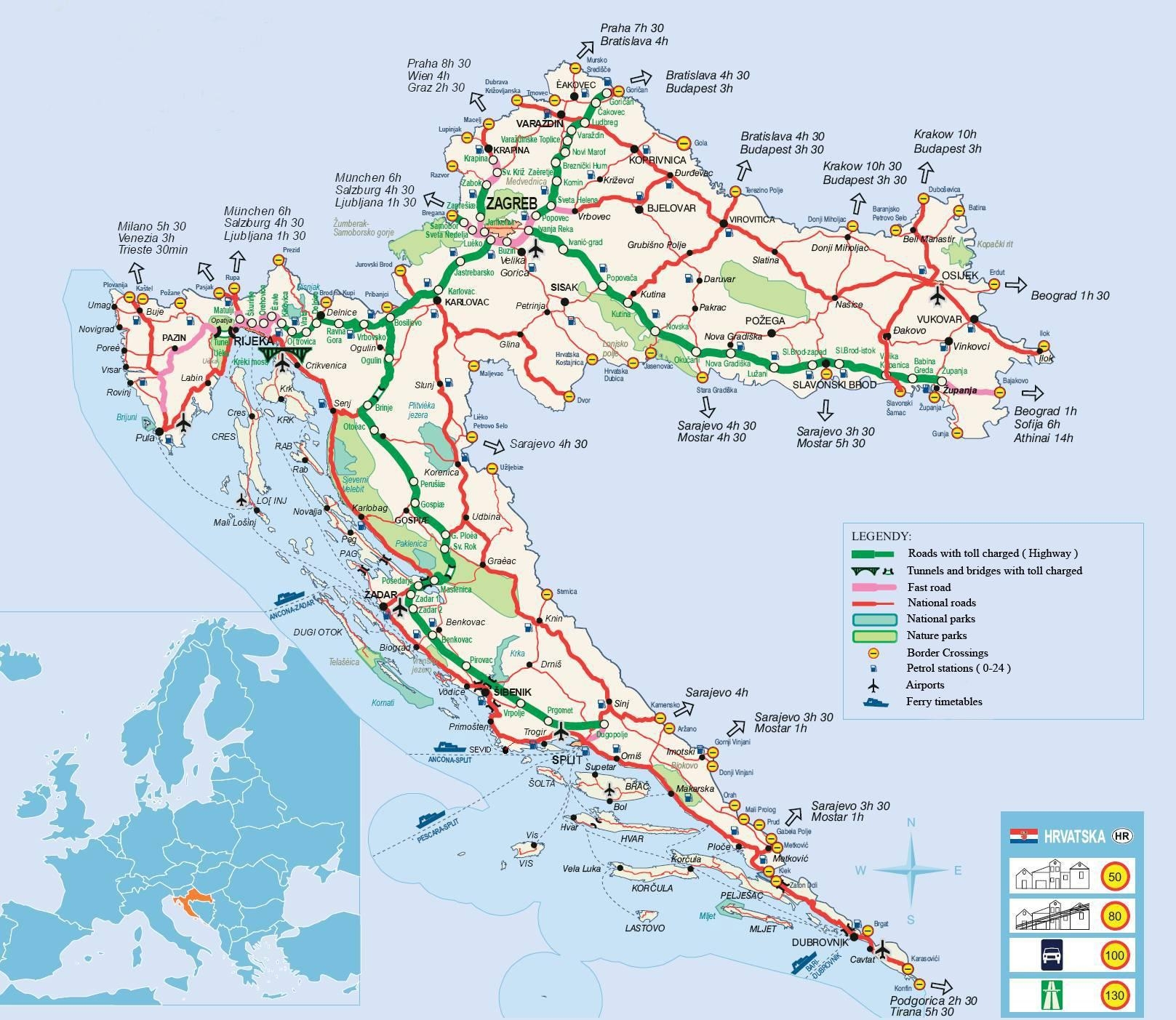 Printable Driving Map Of Croatia Printable Driving Map Of Croatia