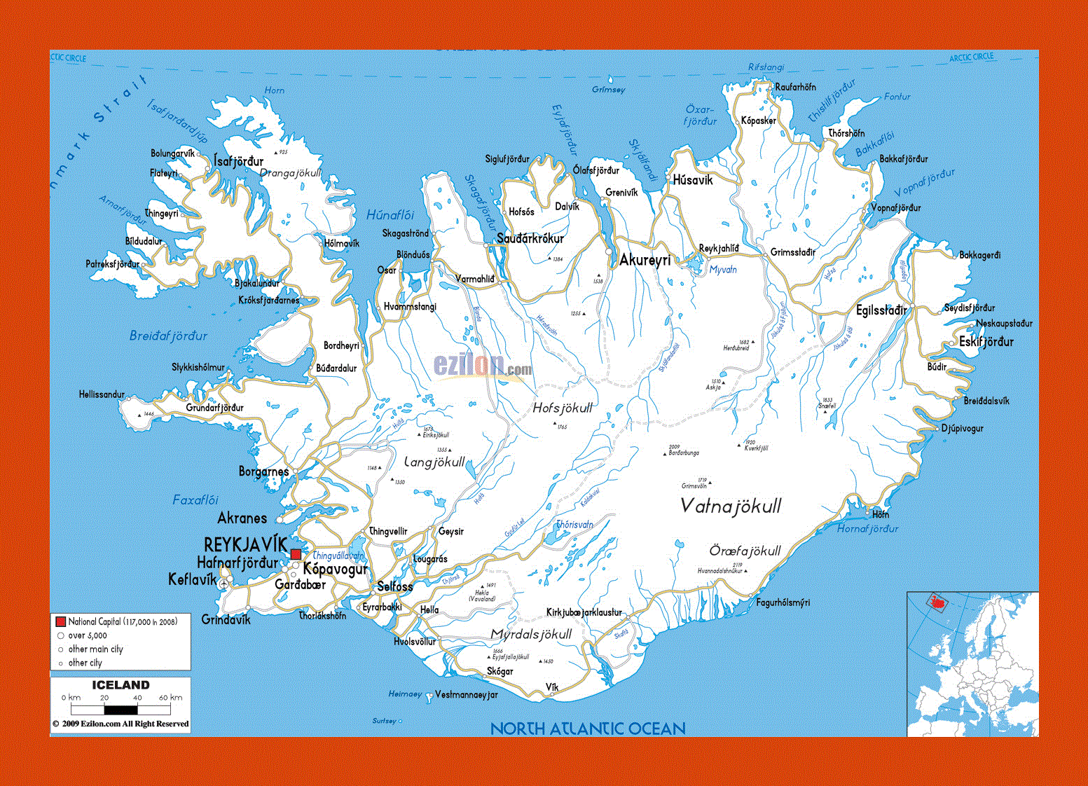 Free Printable Map Of Iceland