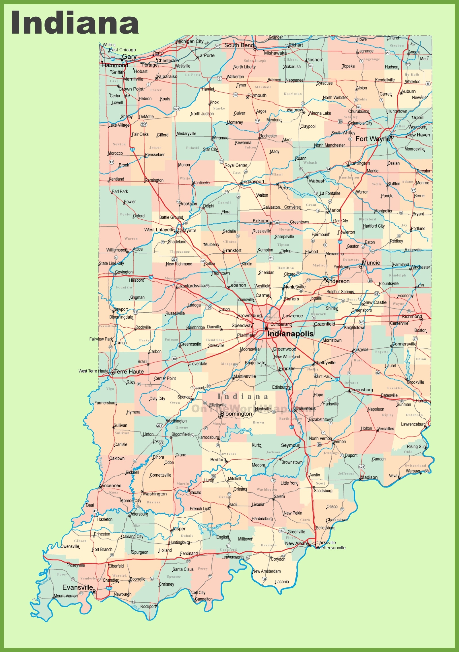 Indiana Highway Map Printable Indiana Highway Map Printable