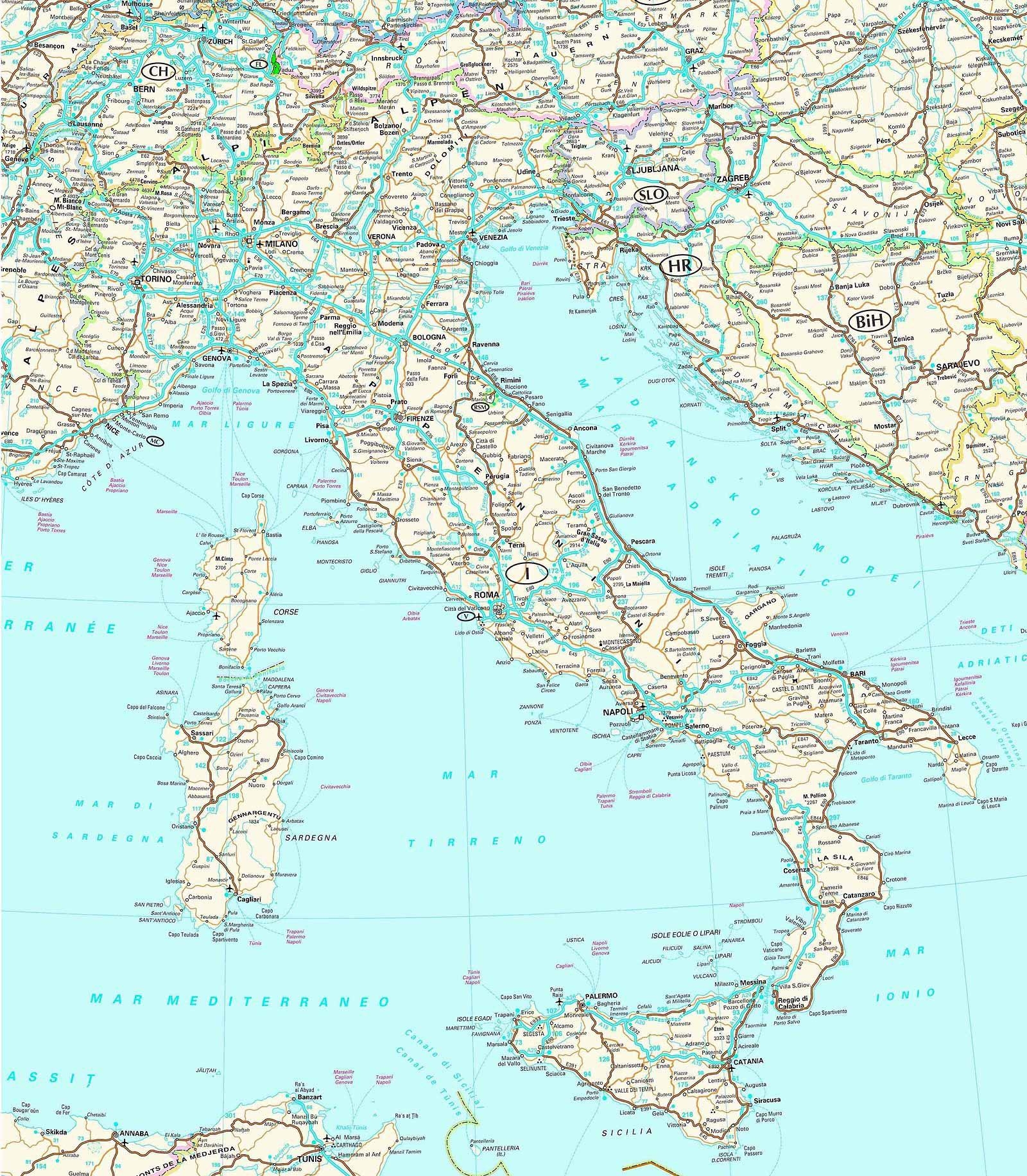 Road Map Of Italy Roads Tolls And Highways Of Italy