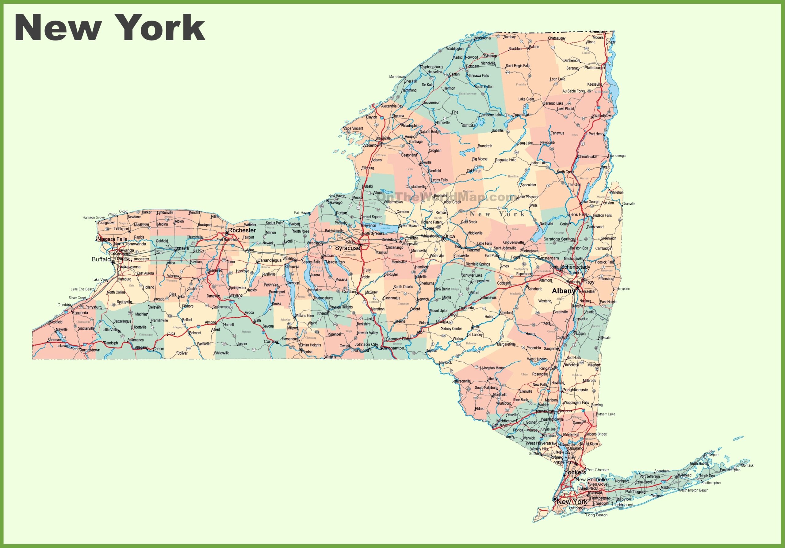 Road Map Of New York With Cities Ontheworldmap Road Map Of New York With Cities Ontheworldmap