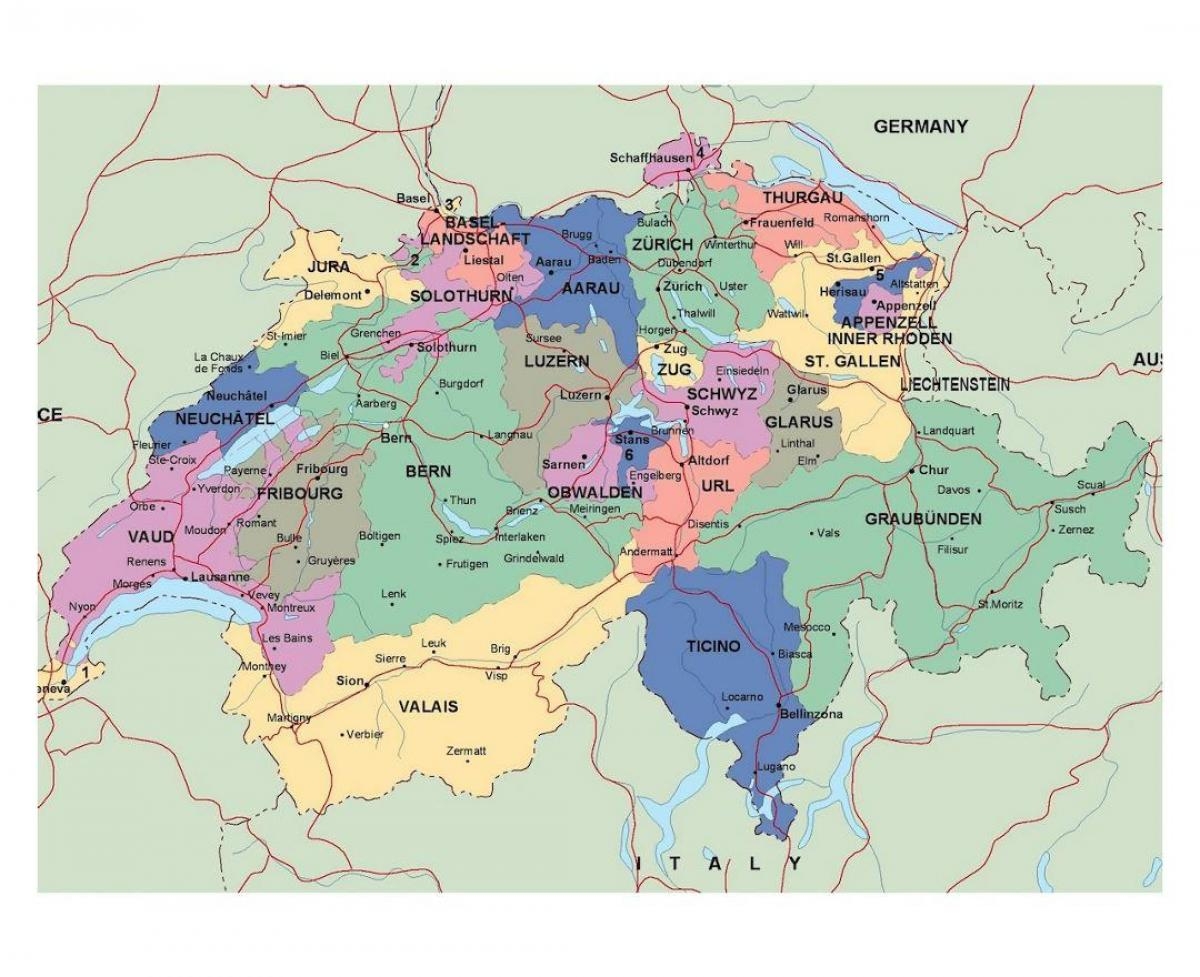Road Map Of Switzerland Detailed Map Of Switzerland Western Europe Europe 