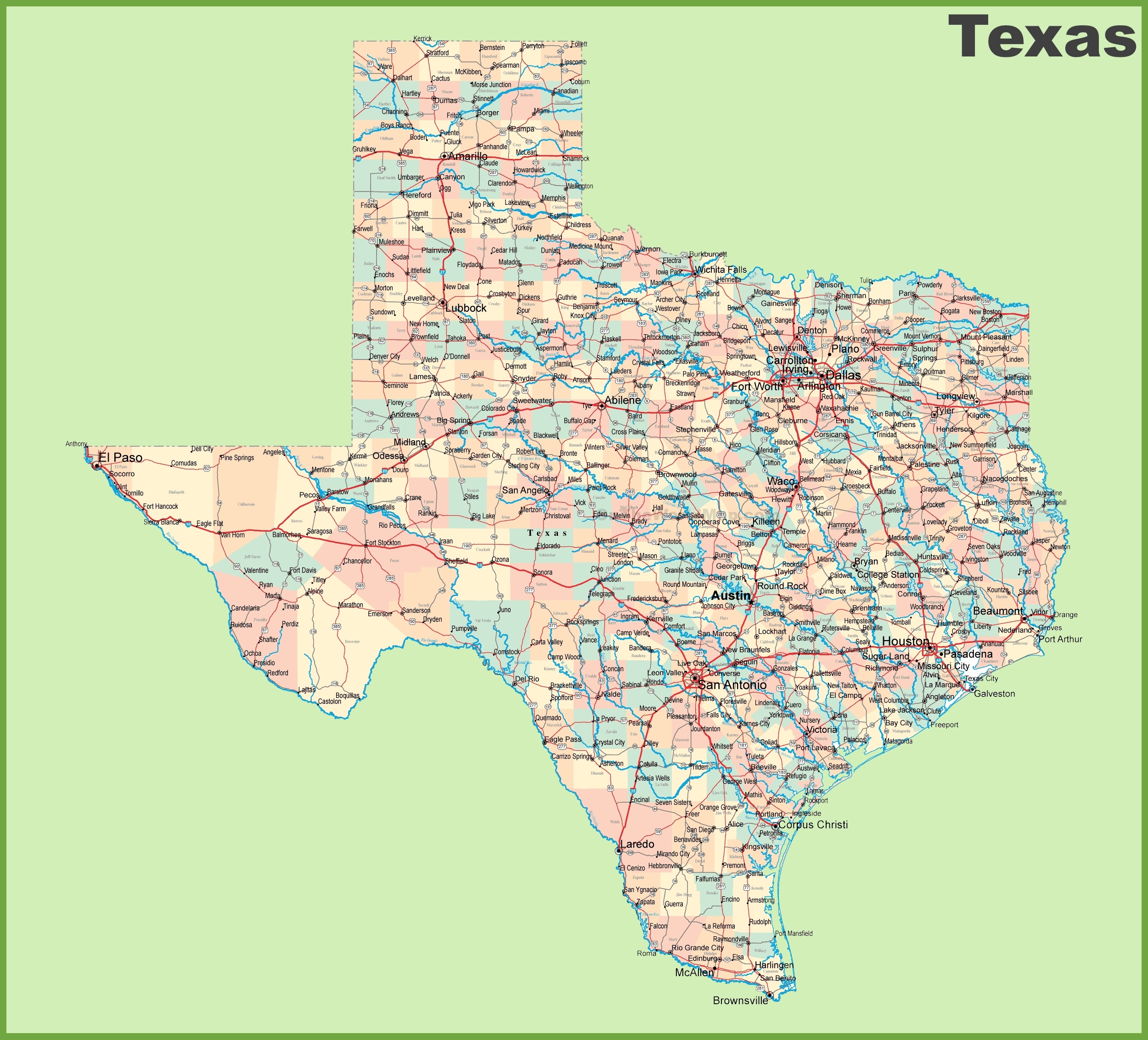 Road Map Of Texas With Cities Ontheworldmap