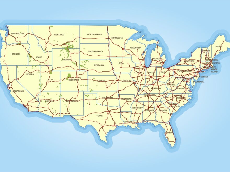 ROAD MAP OF USA NORTH AMERICA 12x18 FRAMED GELCOAT POSTER DRIVING Worksheets Library