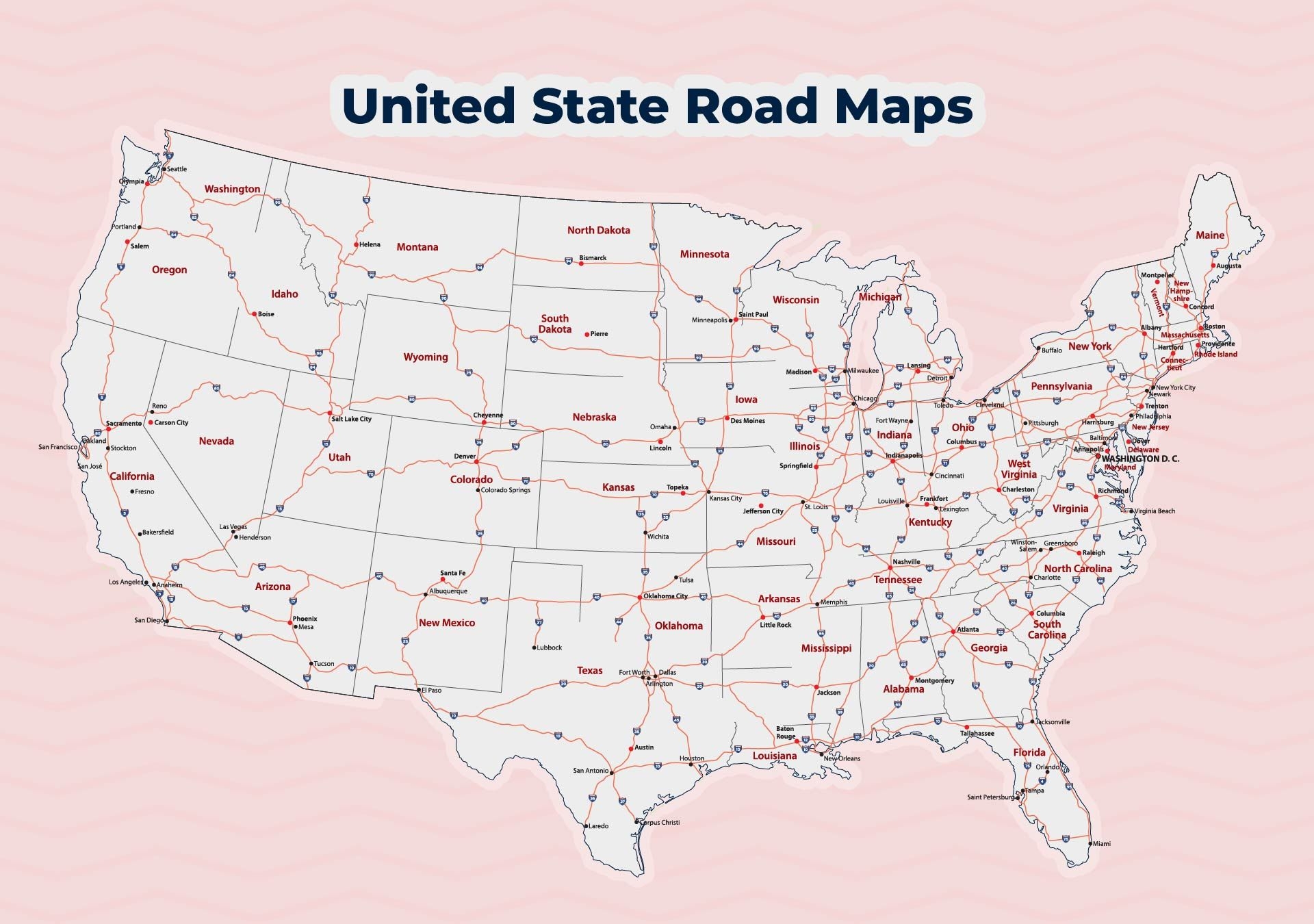 ROAD MAP OF USA NORTH AMERICA 12x18 FRAMED GELCOAT POSTER DRIVING Worksheets Library