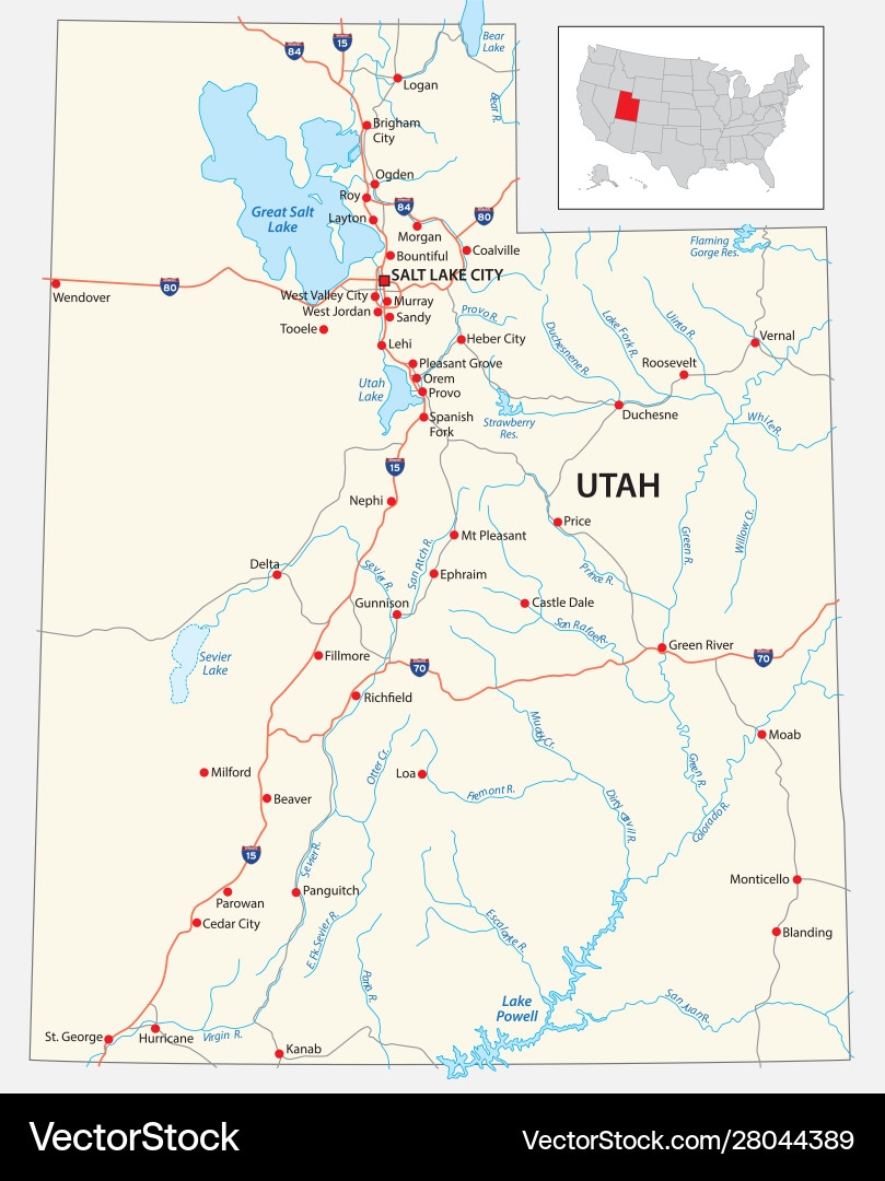 Road Map Of Utah Vector Images 40 