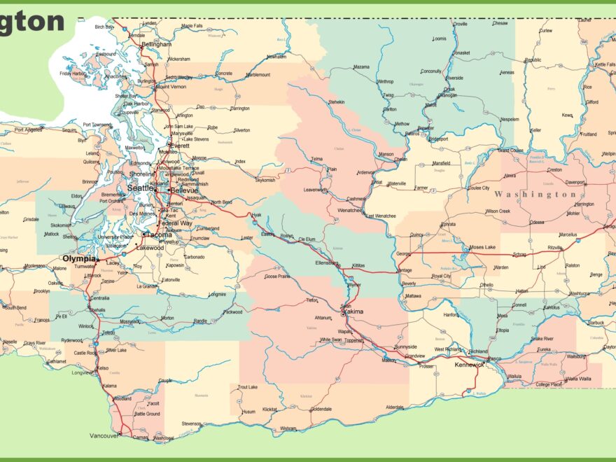Road Map Of Washington With Cities Ontheworldmap