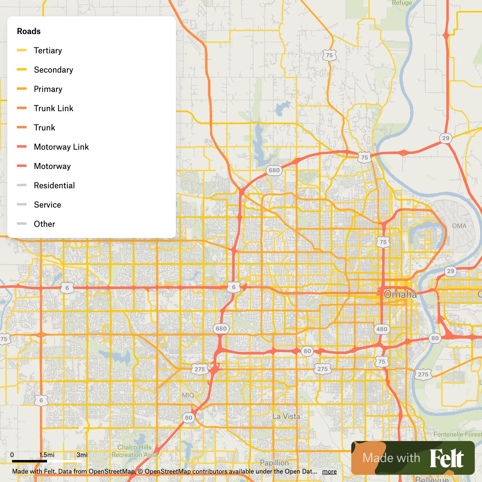 Roads In The City Of Omaha Nebraska