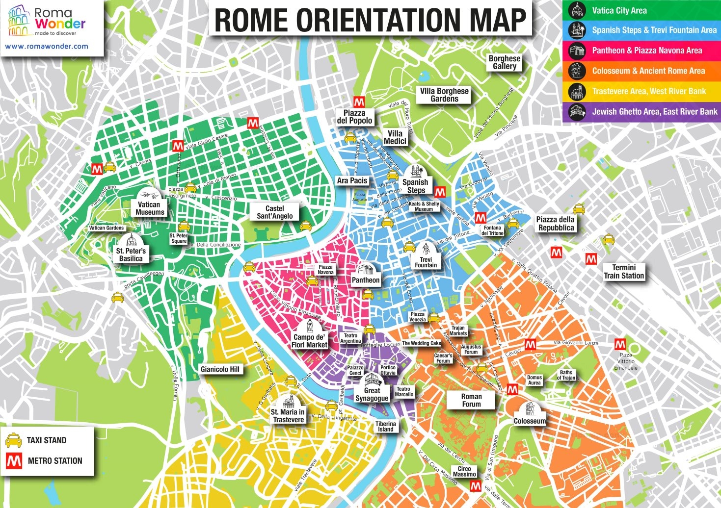 Printable Tourist Map Of Rome Italy