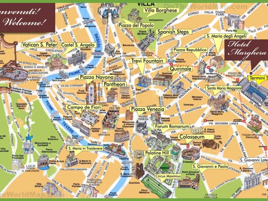 Rome Sightseeing Map Ontheworldmap