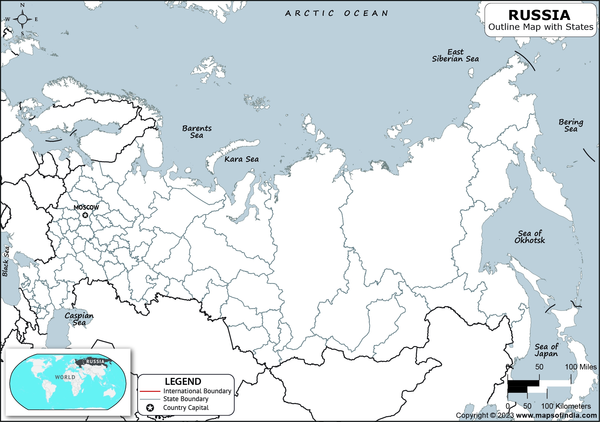 Picture Of Russia Map To Color Printable