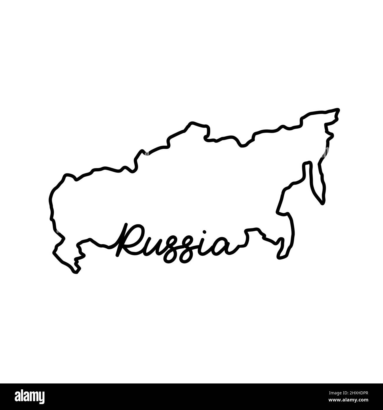 Russia Outline Map With The Handwritten Country Name Continuous Line Drawing Of Patriotic Home Sign A Love For A Small Homeland T shirt Print Idea Stock Vector Image Art Alamy
