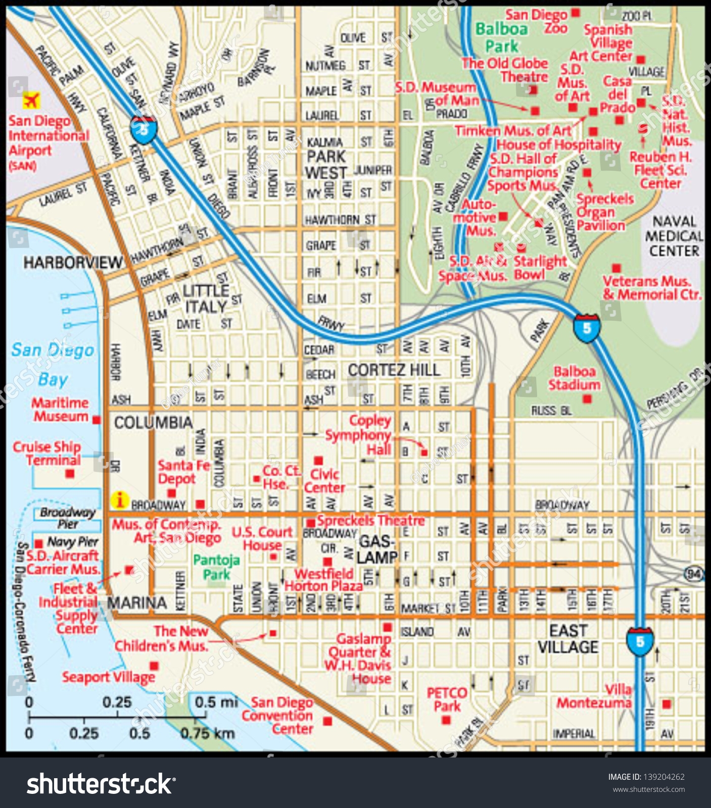 Downtown San Diego Map Printable