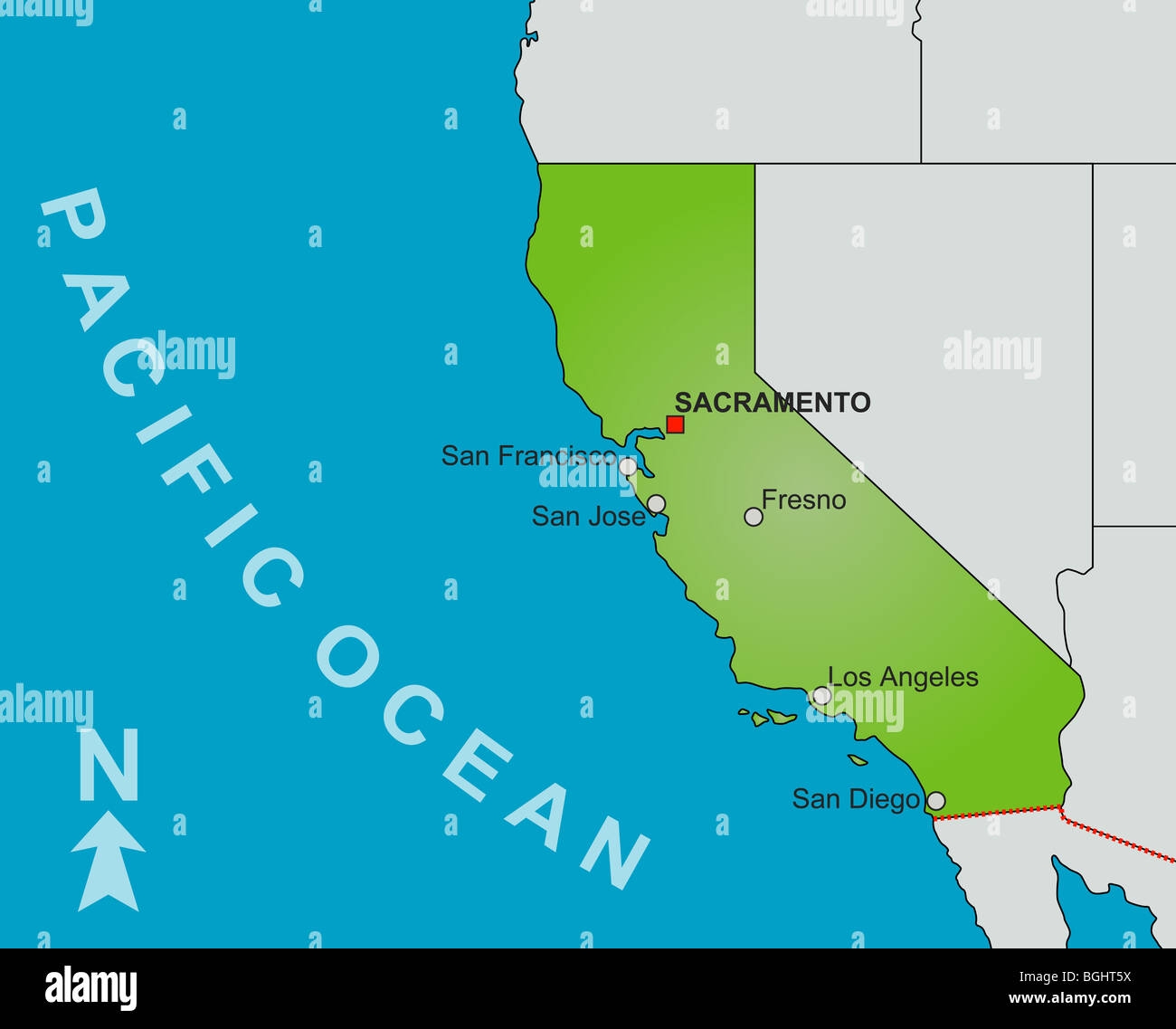 California Map With Cities Printable Clean