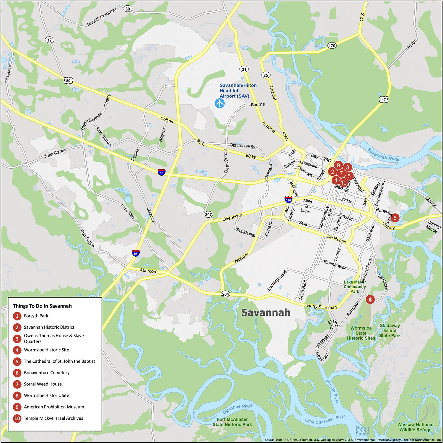 Printable Savannah Historic Distric Map