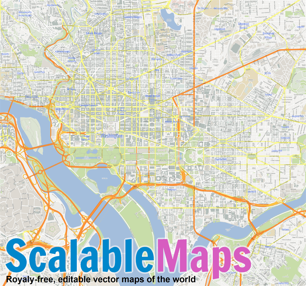 ScalableMaps Vector Map Of Washington D C gmap City Map Theme 