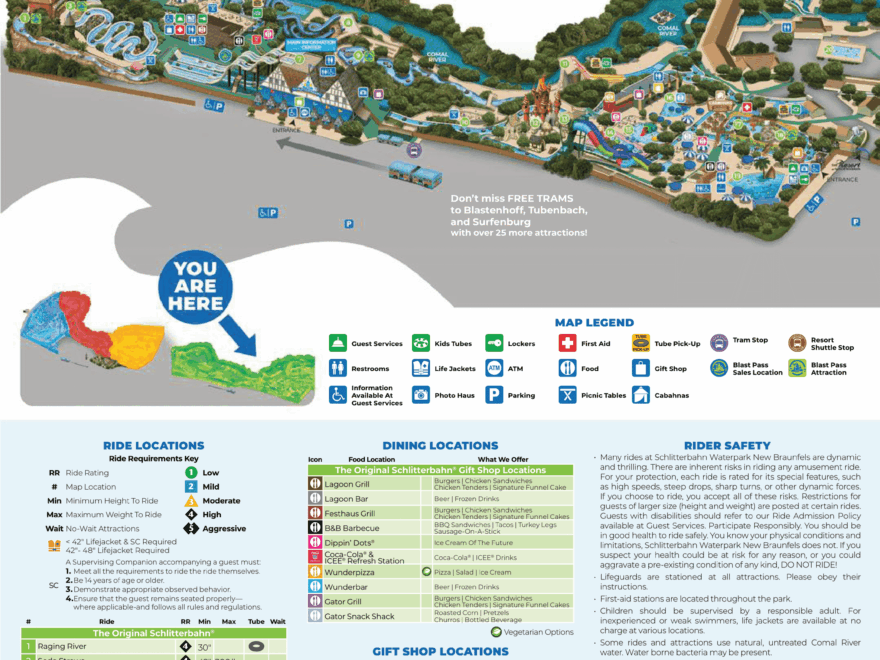 Schlitterbahn Waterpark New Braunfels Map And Brochure 2025 2014 ThemeParkBrochures