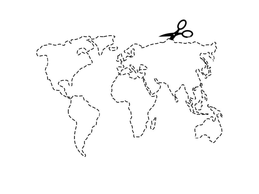 Scissors Cut Map World Template Dashed Line Continents Of Planet Earth Vector Illustration Stock Vector Image Art Alamy