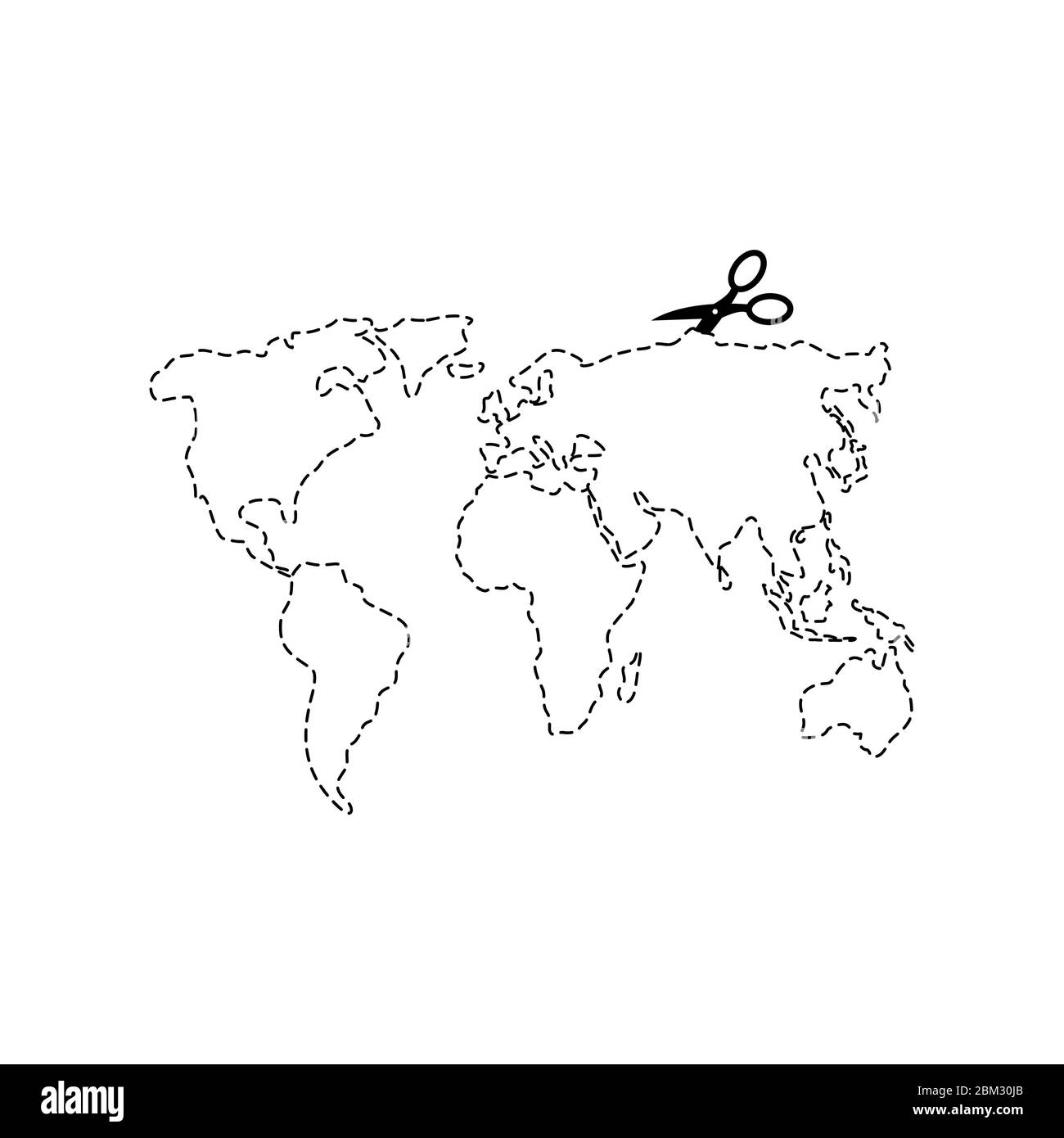Scissors Cut Map World Template Dashed Line Continents Of Planet Earth Vector Illustration Stock Vector Image Art Alamy