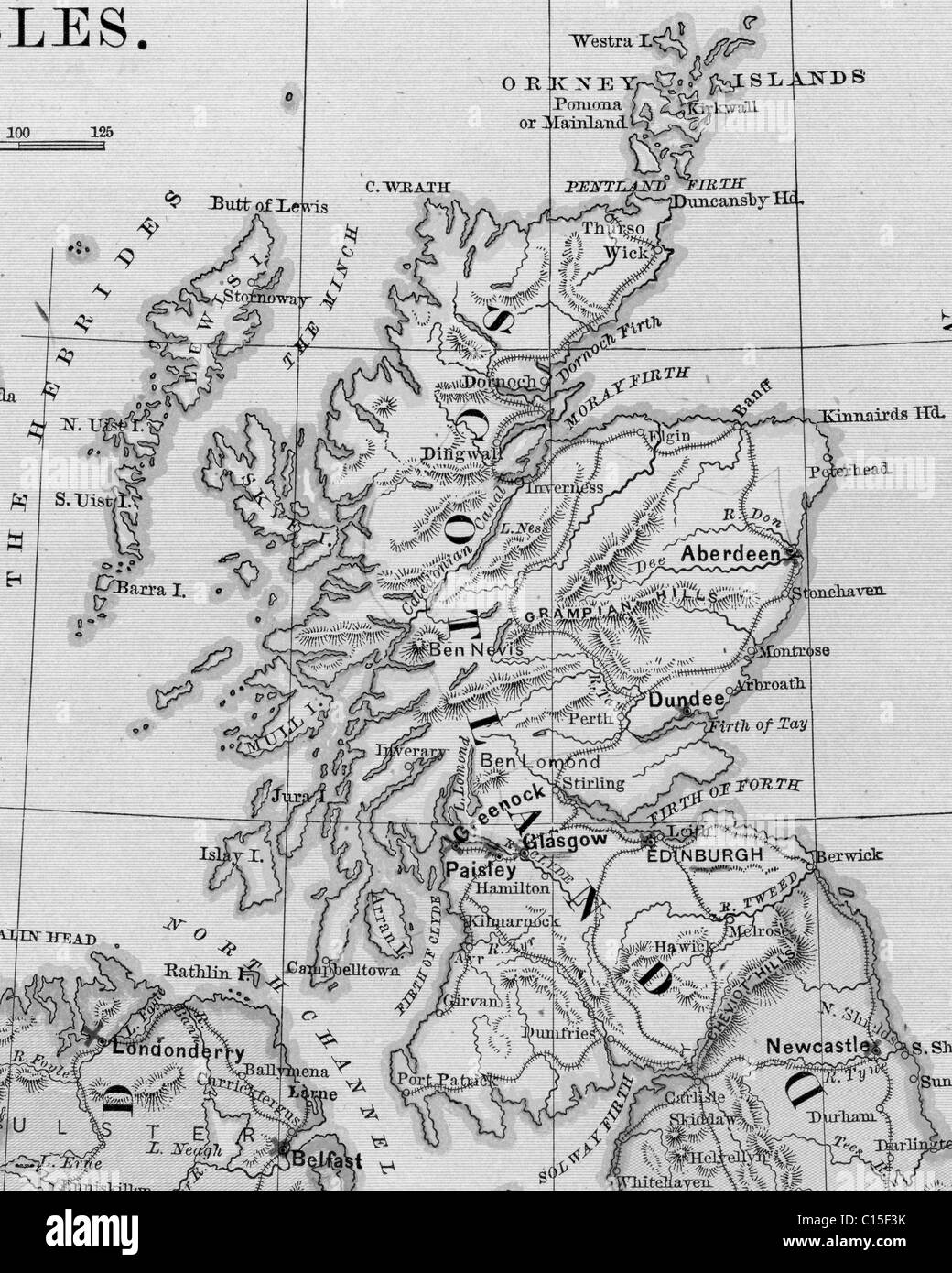 Scotland Maps Black And White Stock Photos Images Alamy
