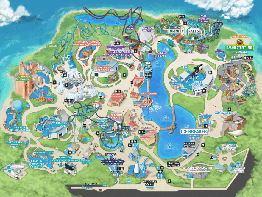 SeaWorld Orlando Map And Brochure 2025 1973 ThemeParkBrochures