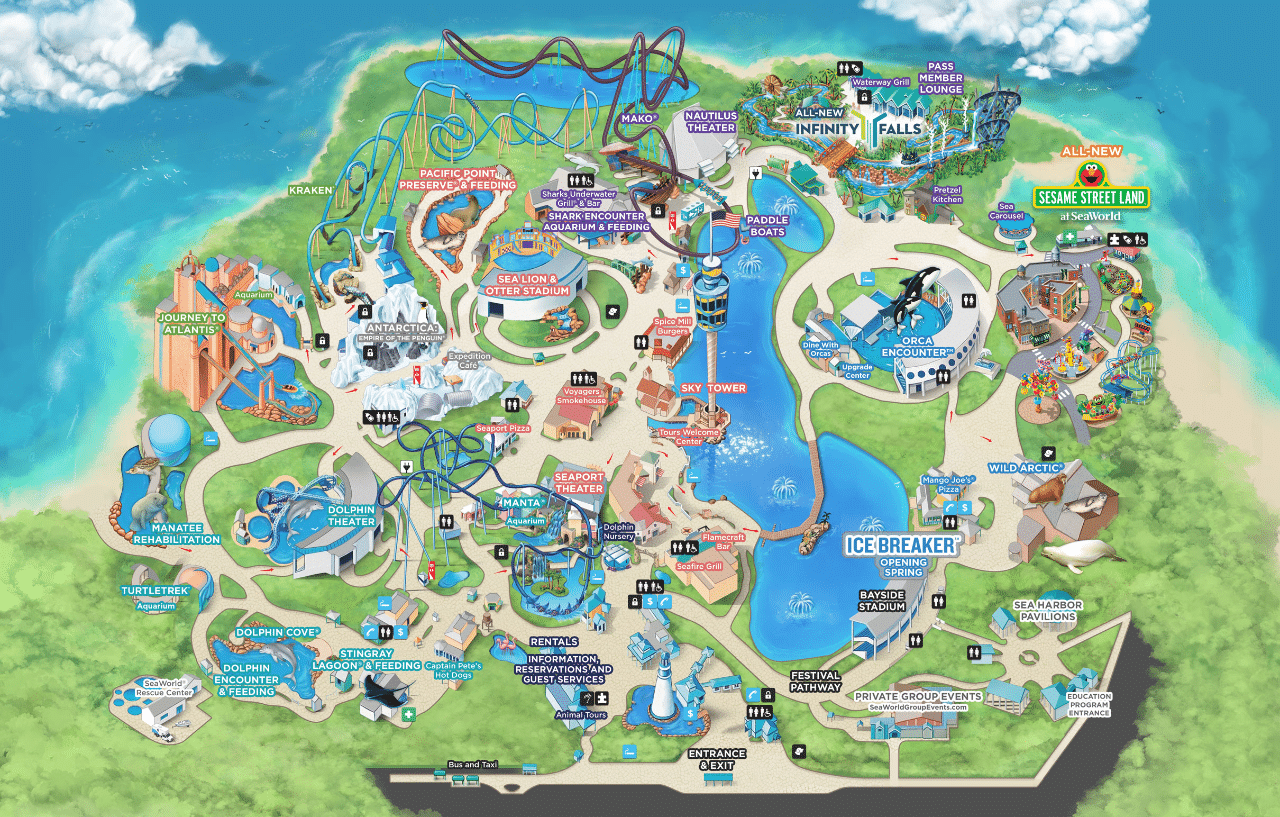 SeaWorld Orlando Map And Brochure 2025 1973 ThemeParkBrochures