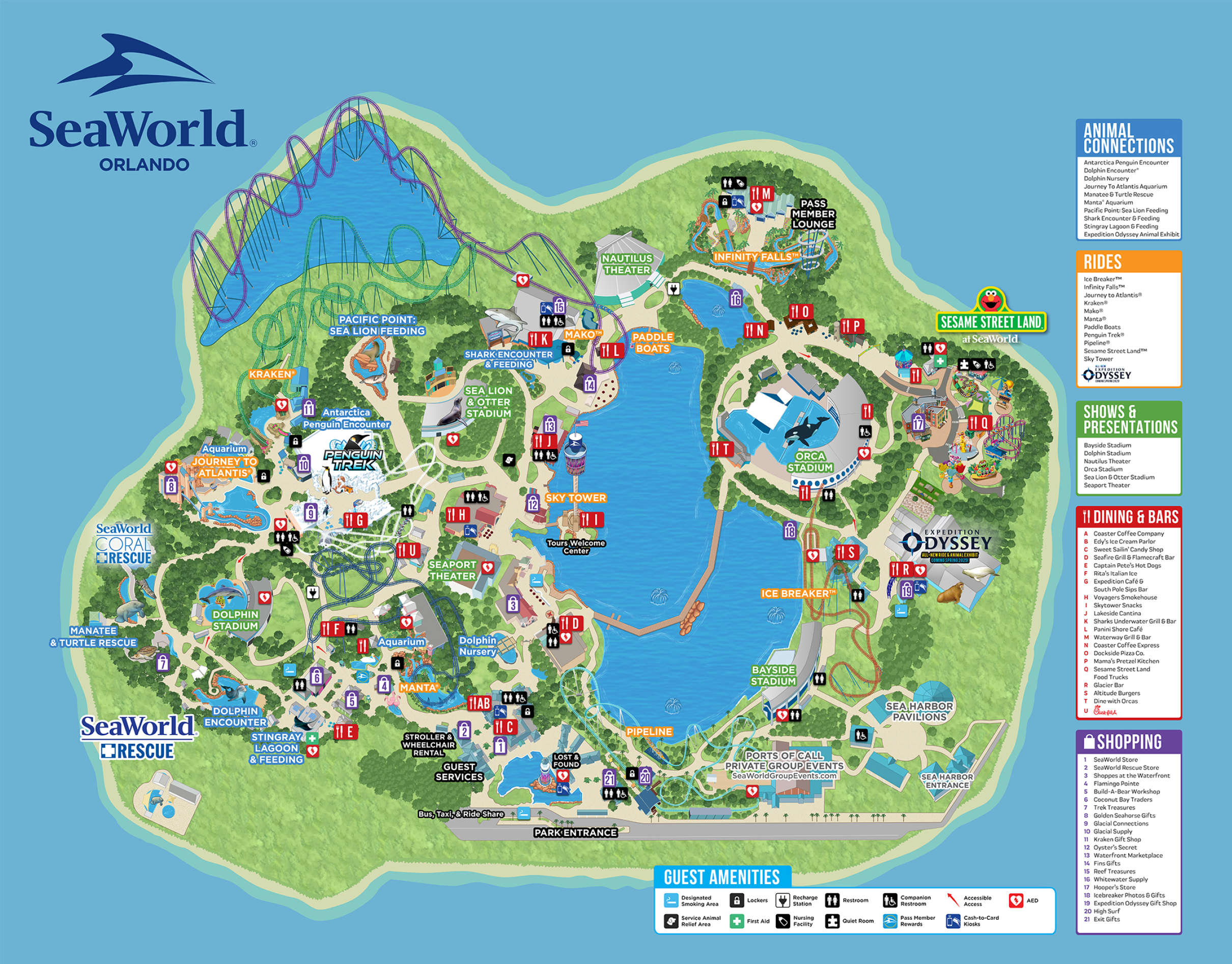 SeaWorld Orlando Theme Park Map SeaWorld Maps SeaWorld Orlando