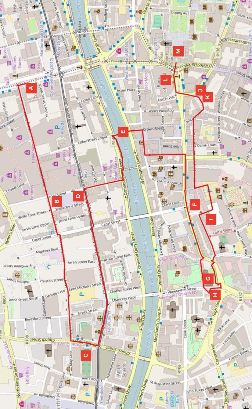 Dublin Walking Map Printable Dublin Walking Map Printable
