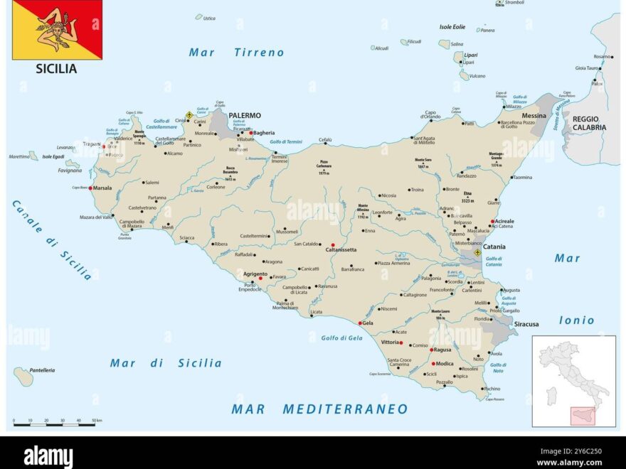 Sicily Map Outline Hi res Stock Photography And Images Alamy