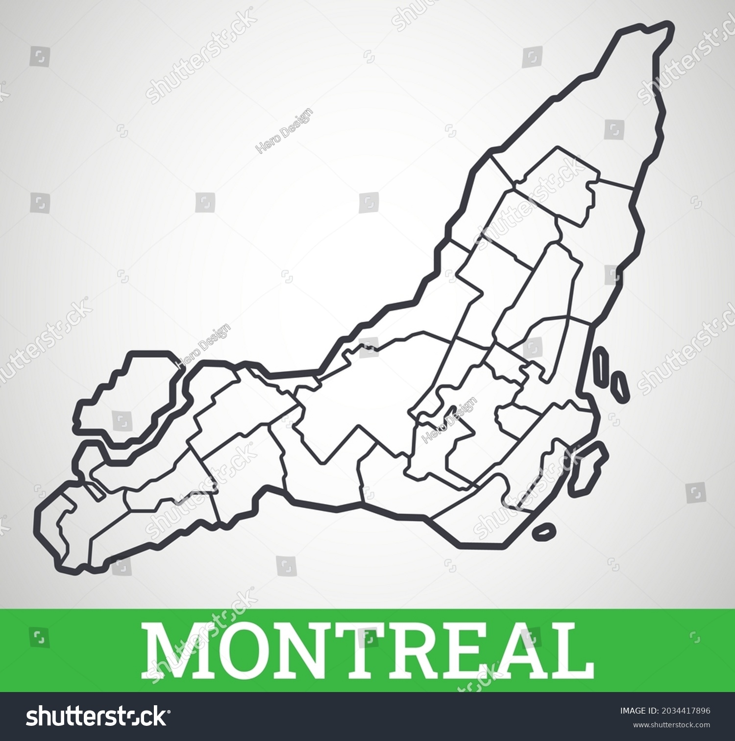 Simple Outline Map Montreal Canada Vector Stock Vector Royalty Free 2034417896 Shutterstock