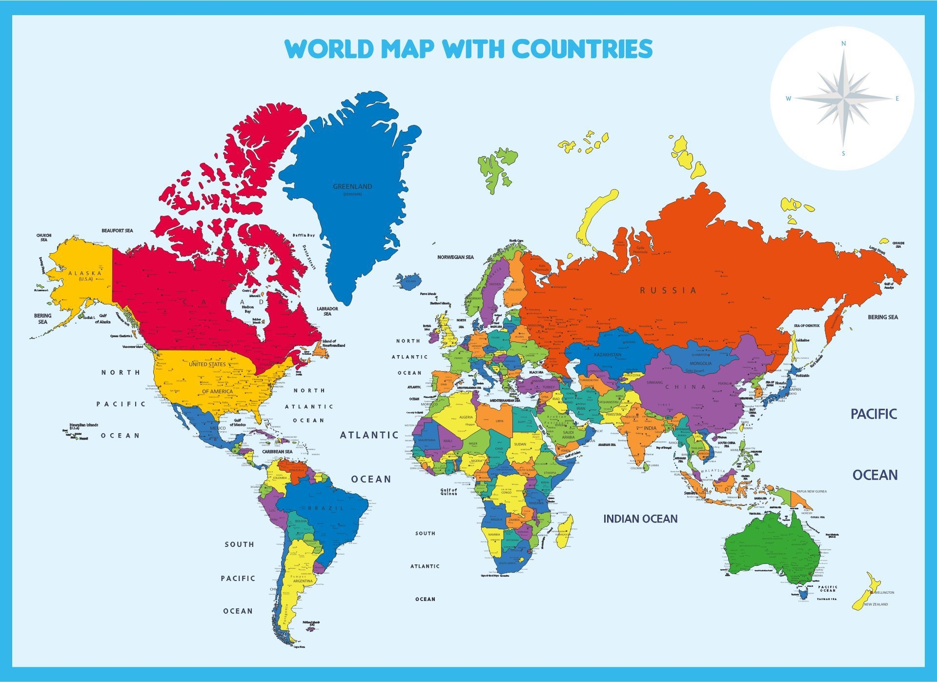 Printable World Map With Countries And States Printable World Map With Countries And States