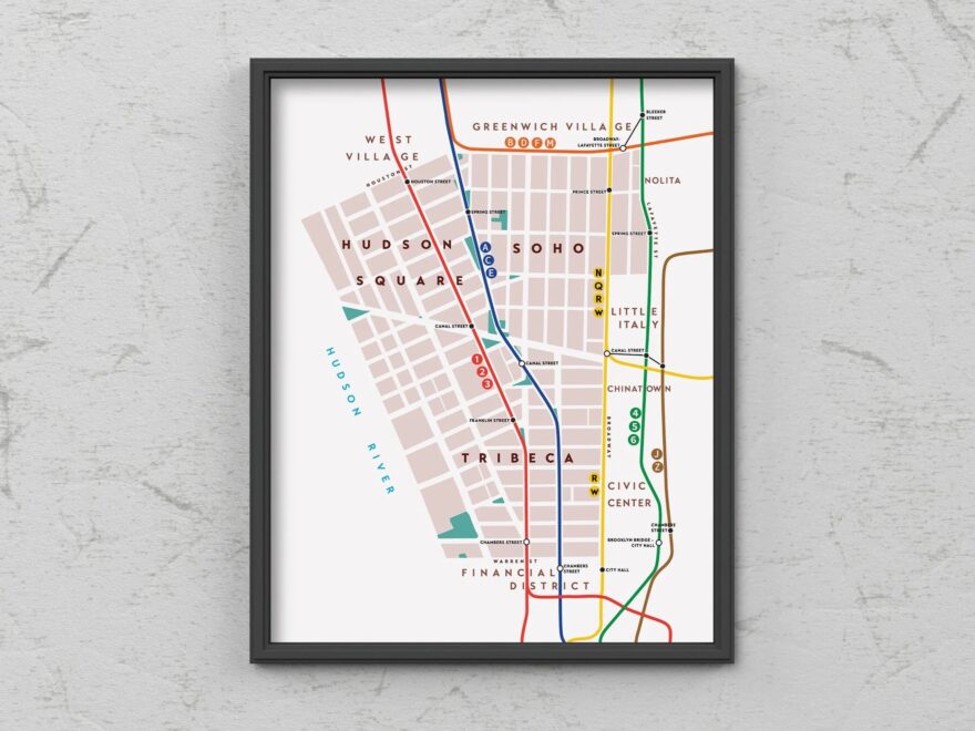 Soho Tribeca Hudson Square Neighborhood Map Print Manhattan New York City Etsy