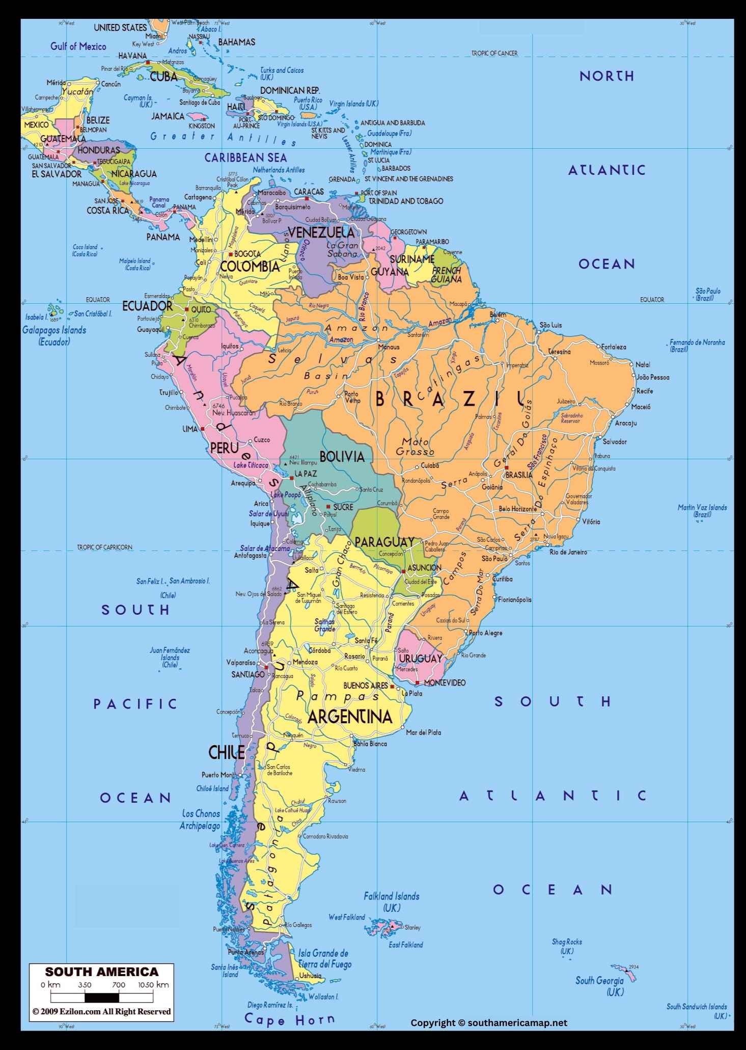 South America Map Labeled PDF Free Printable Map 
