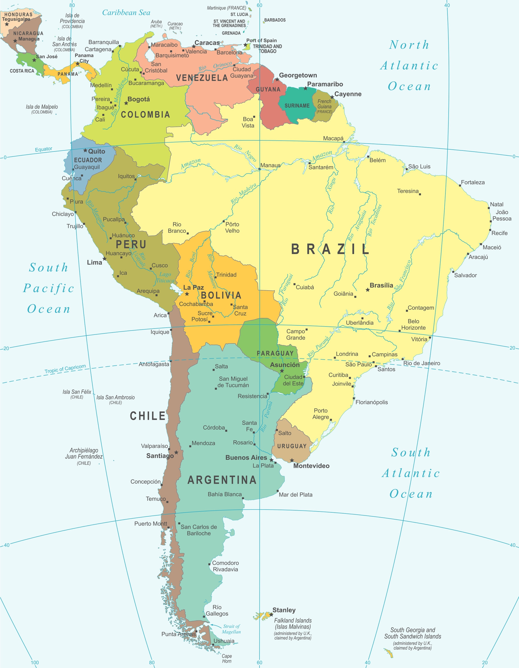 Printable Copy Of South America Map