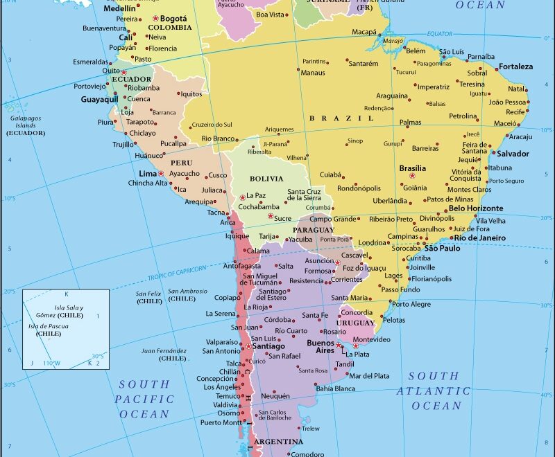 South America Map With Countries Political Map Of South America