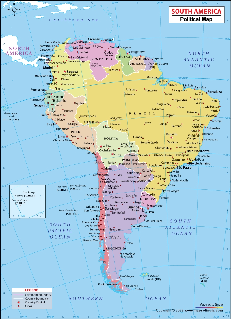 South America Map With Countries Political Map Of South America South America Map With Countries Political Map Of South America