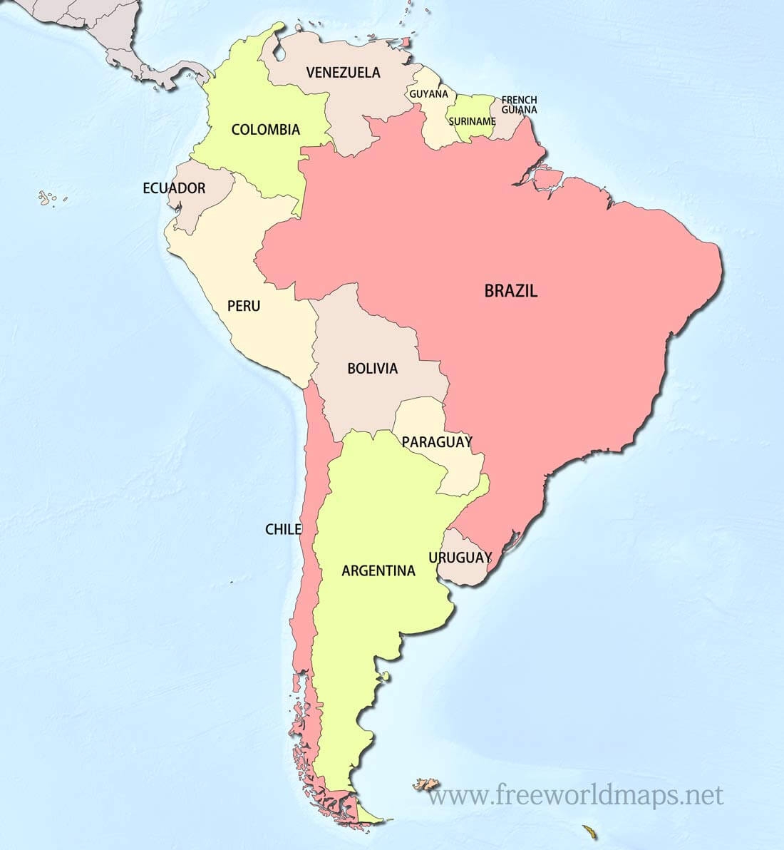 Printable Map Of South America Counties
