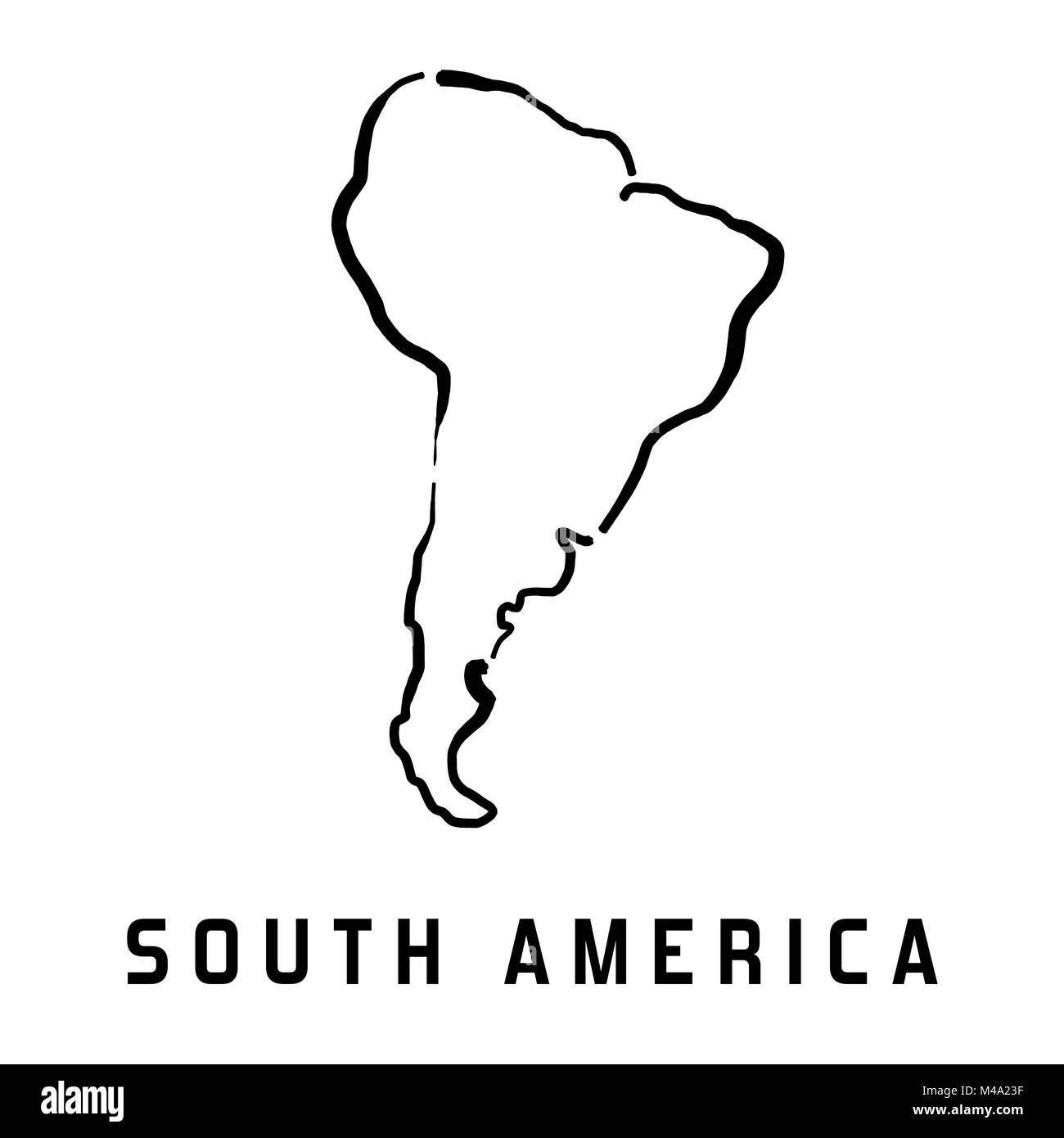South America Simple Map Outline Smooth Simplified Continent Shape Map Vector Stock Vector Image Art Alamy