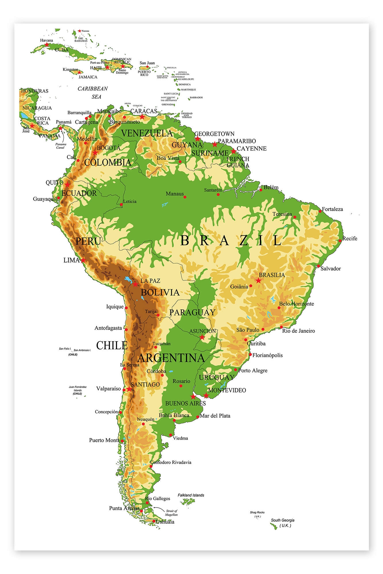 South America Map Printable Topological
