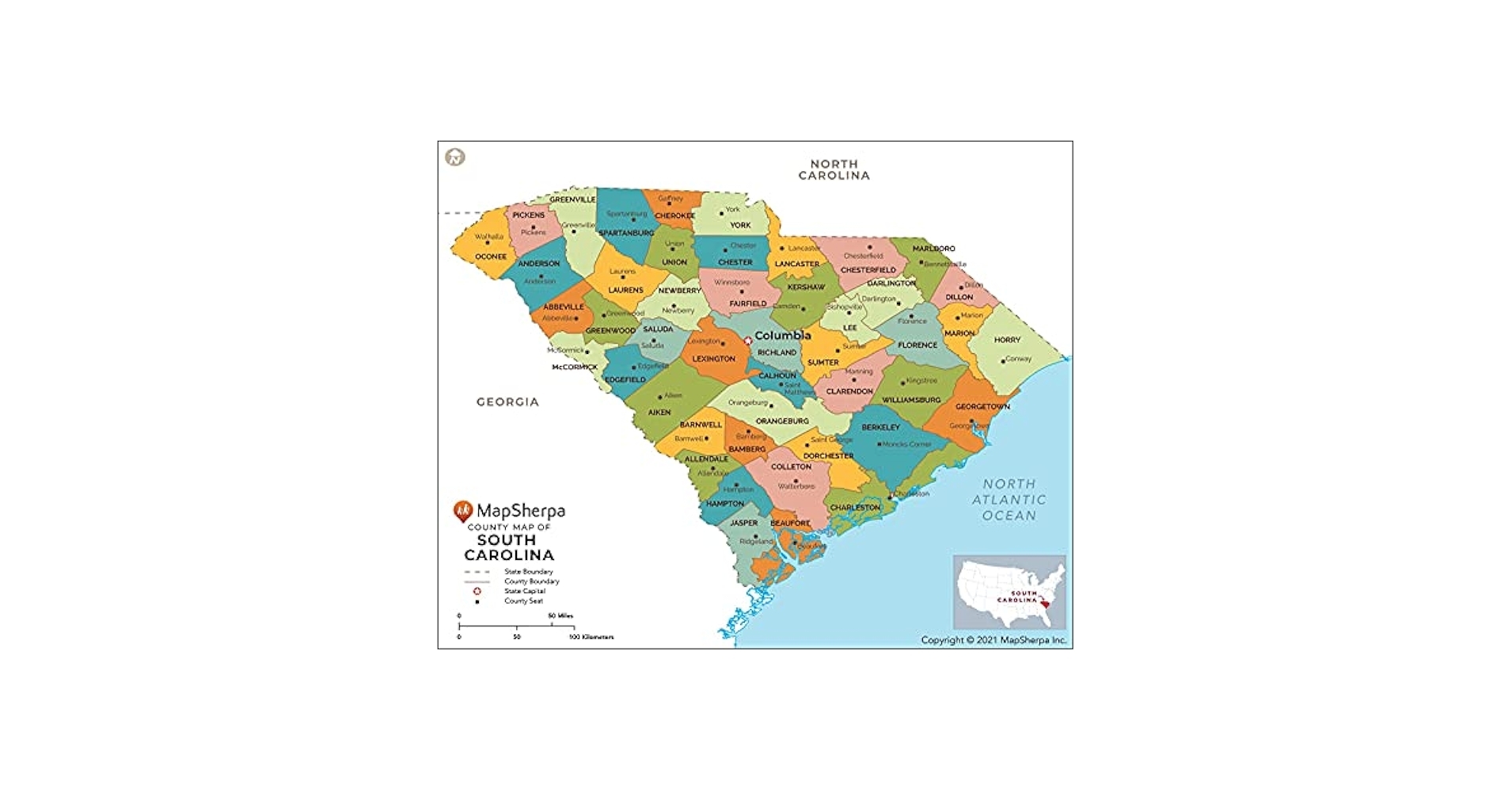 Sc County Map Printable