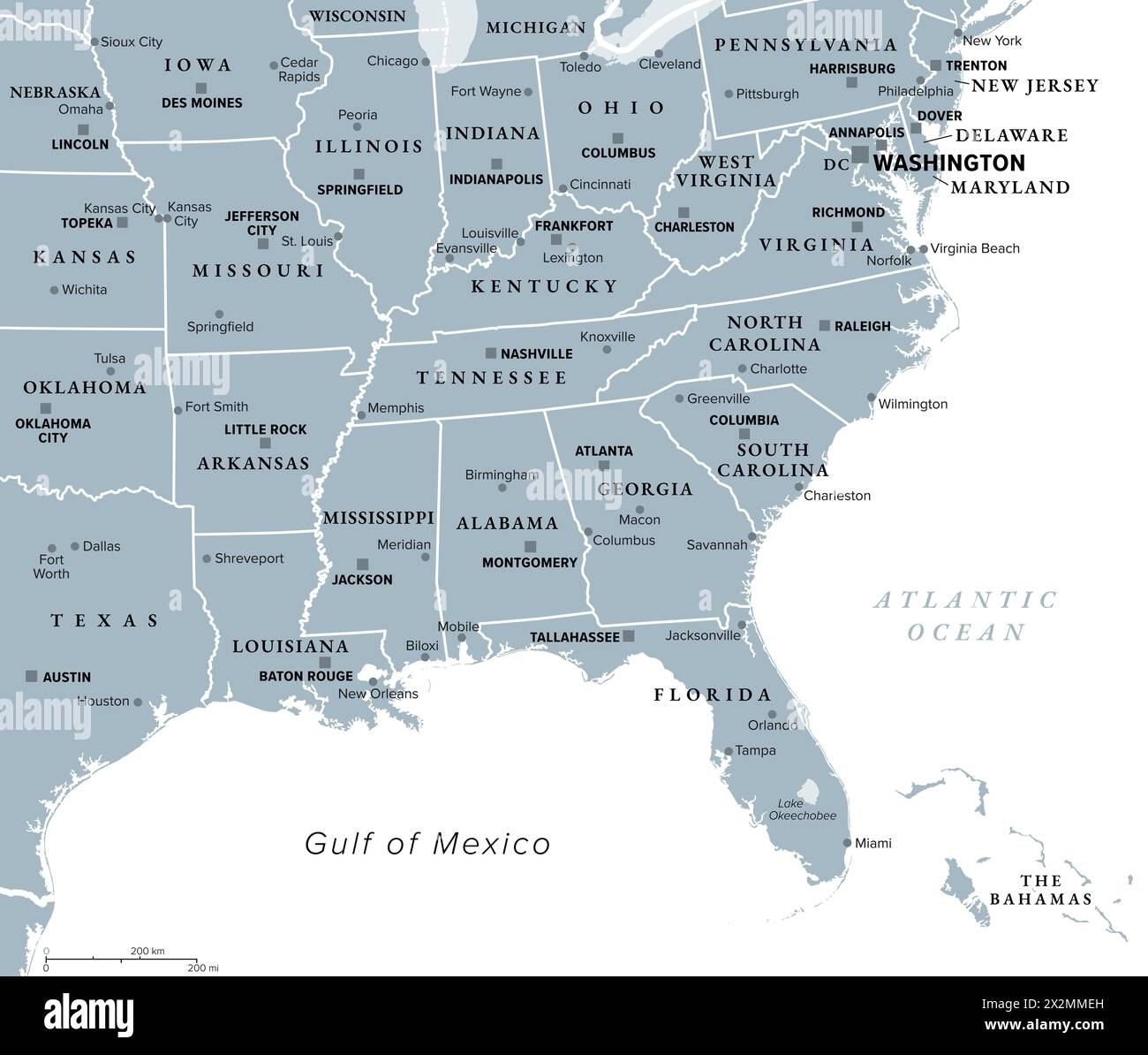 Southeast United States Map Printable