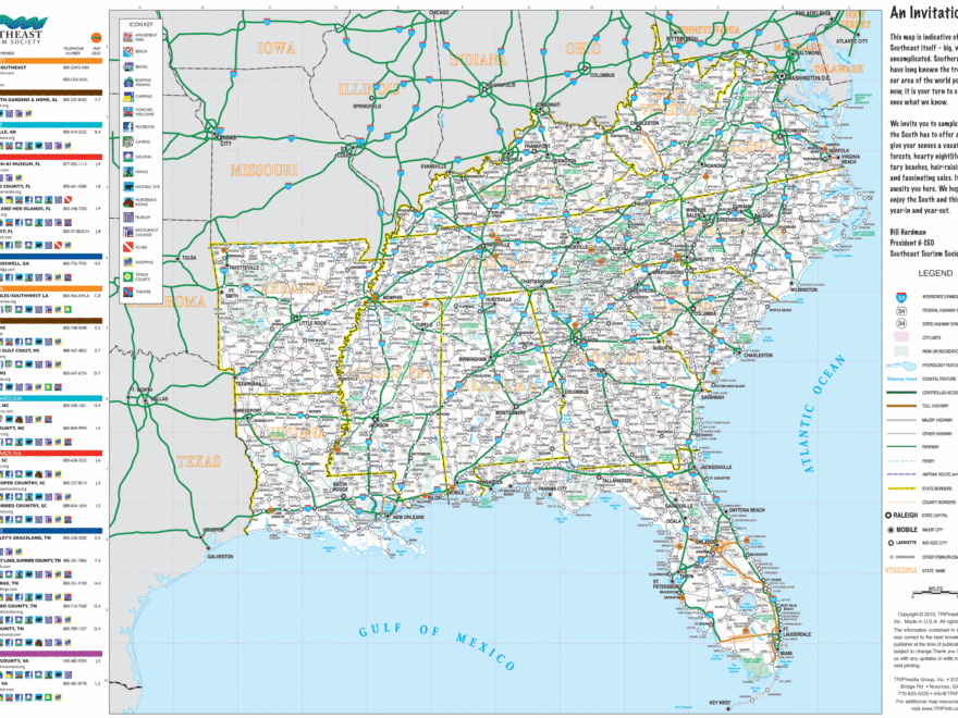 Southeast USA Road Map