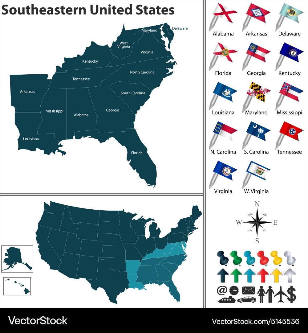 Southeast Region Map Printable Free Flags