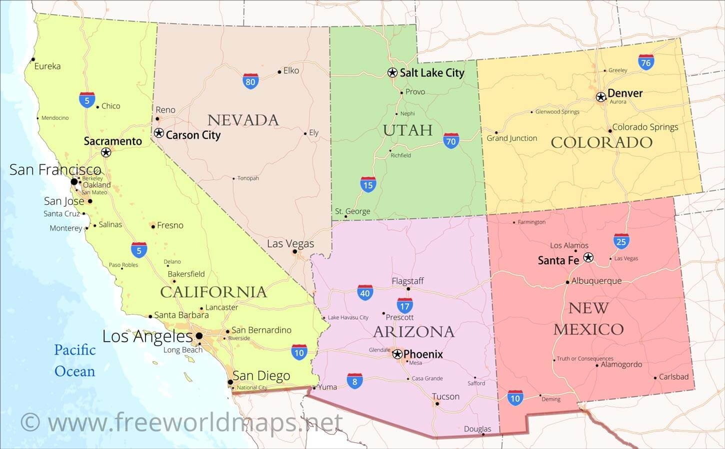 Southwest Region Map Printable