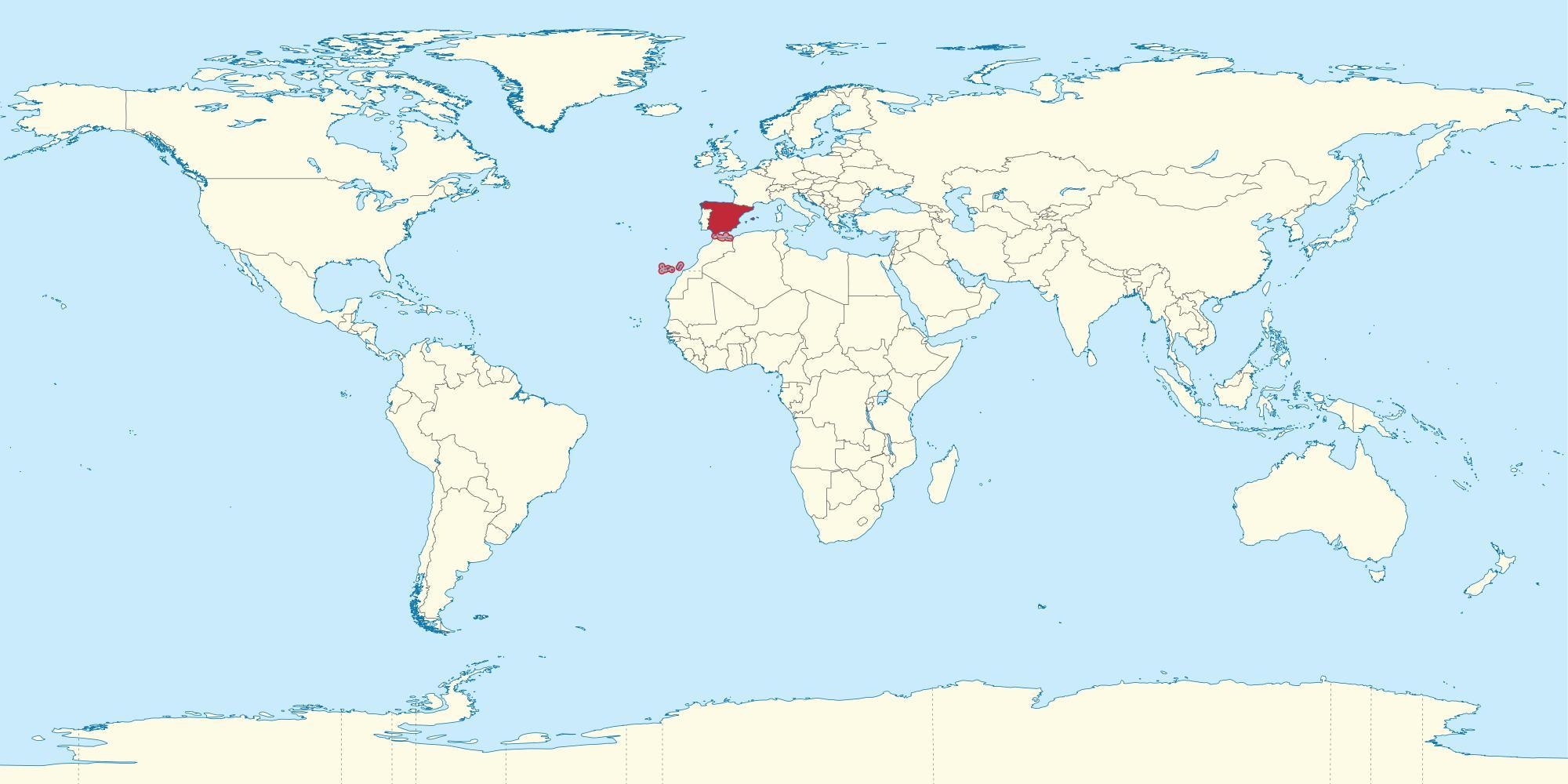Spain On World Map Surrounding Countries And Location On Europe Map